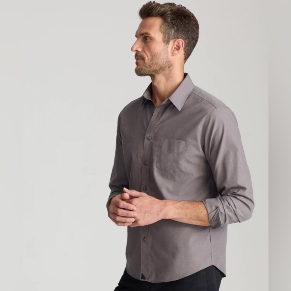 Untuckit Slim Fit Wrinkle-Free 100% Cotton Sangiovese Button Down in Grey Medium